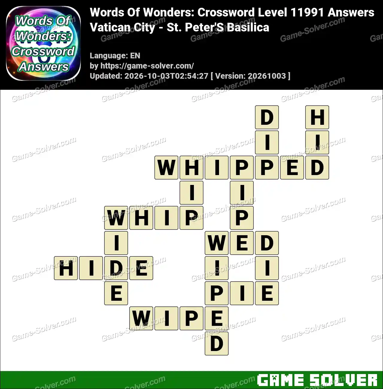 Words Of Wonders: Crossword Level 11991 Answers – Vatican City – St. Peter’S Basilica